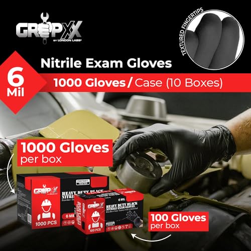 Heavy Duty 6 Mil Black Nitrile Gloves (X-Small)