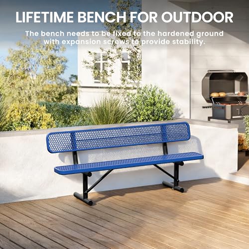 8 Feet Steel Park Bench for Outside (8 FT / Dark Blue)
