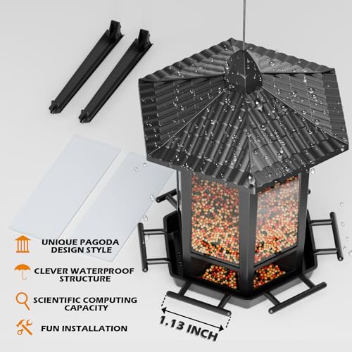 4 Pack Bird Feeders for Outdoor Hanging (Black / 4 PACK)