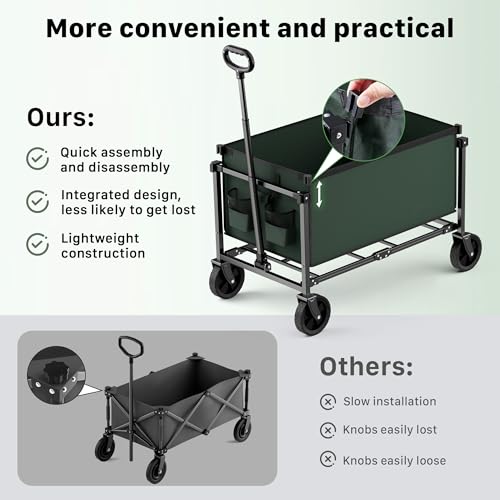 29.3" Collapsible Wagon Cart (Army Green / 150L)