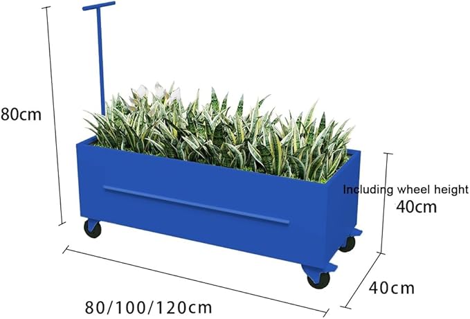 Etlegor Raised Garden Bed Outdoor with Wheels, Metal Planter Box Used Outside Coffee and Milk Tea Shops Enhance The Store Image(Blue,120x40x40cm)