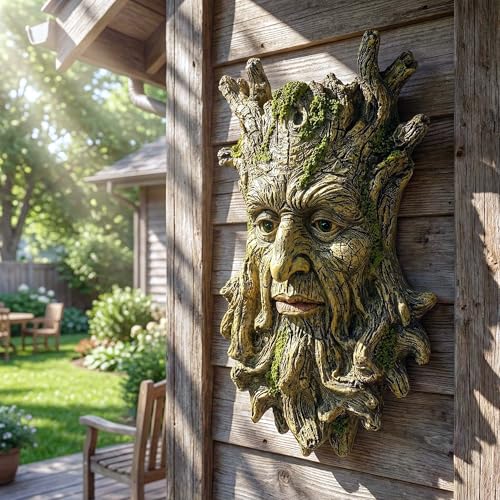 10.3" Whimsical Tree Face Sculpture (Yellow 458)
