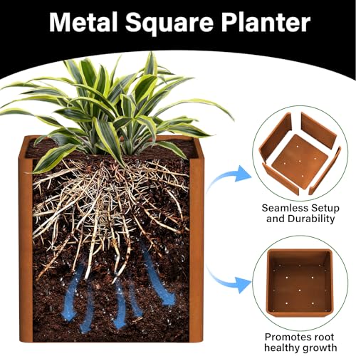 Corten Steel Planter Box 24 Inch (Corten / 24"L x 24"W x 24"H)