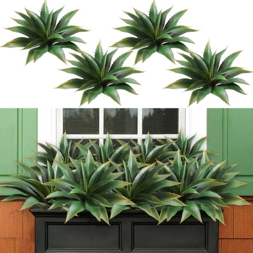 4PCS Succulents Plants Artificial Large Fake Succulents Unpotted Aloe Plant (Green-4pcs)