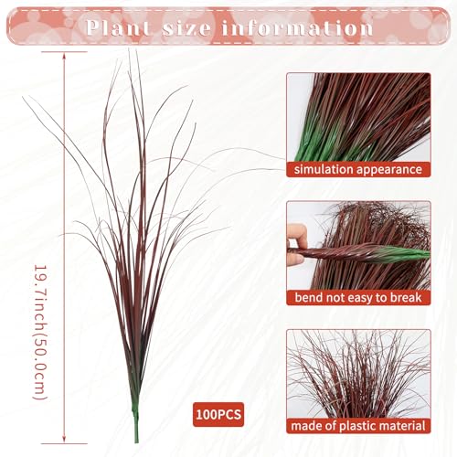 100Pcs Artificial Grass Plants (Red / 100Pcs)