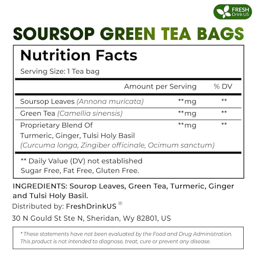 Premium 75 Bags Soursop Green Tea (75 Count)