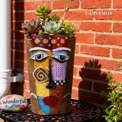 Picasso Abstract Face Planters Pots (Old Gold / Large)