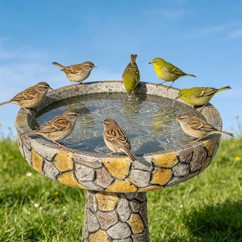 24" H Outdoor Bird Bath (Rustic Gray)