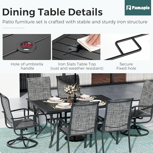 7 Piece Outdoor Dining Set (Charcoal / 7-Piece(38.9"))