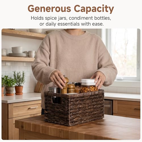 Storage Baskets for Organizing (Brown (Water Hyacinth) / 2x 13"L x 8¼"W x 7"H)
