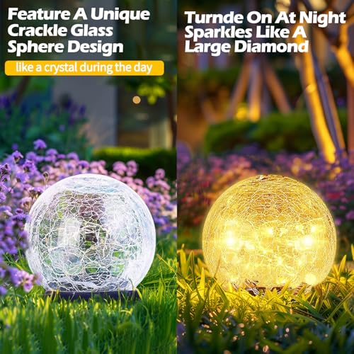Garden Solar Ball Lights Outdoor Waterproof 30LED Cracked Glass Globe 3.9'' (3.9 Inch)