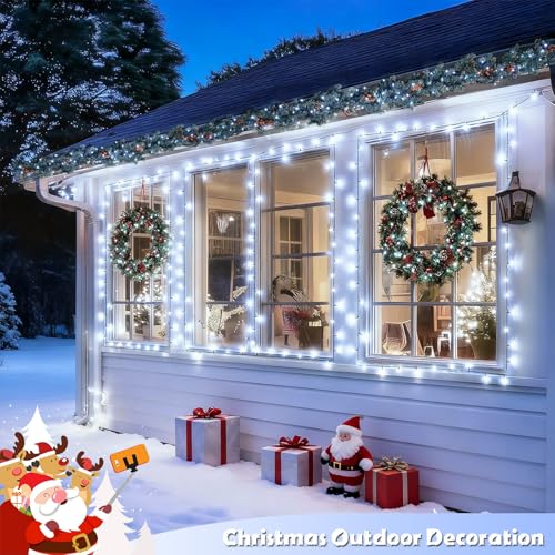 2 Pack Solar String Lights Outdoor (White / 100LED*2)