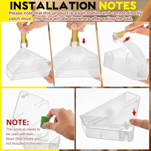 48 Pcs Triangle Mice Rat Bait Stations (Transparent)