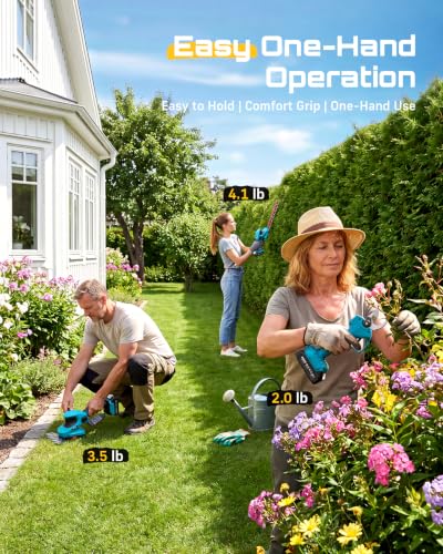 3-in-1 Electric Pruning Shears, Cordless Hedge Trimmer & Grass Shear (Seesii Blue)