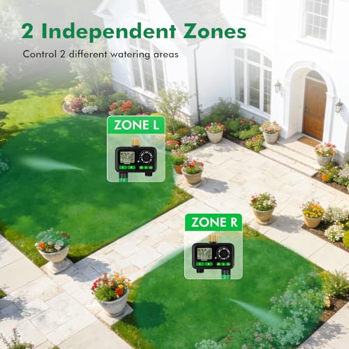 2 Zone Programmable Sprinkler Timer for Outdoor Hose Faucet (2 Zone / 1 Pack)
