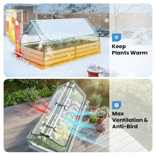 6x3x1ft Galvanized Raised Garden Bed with Cover