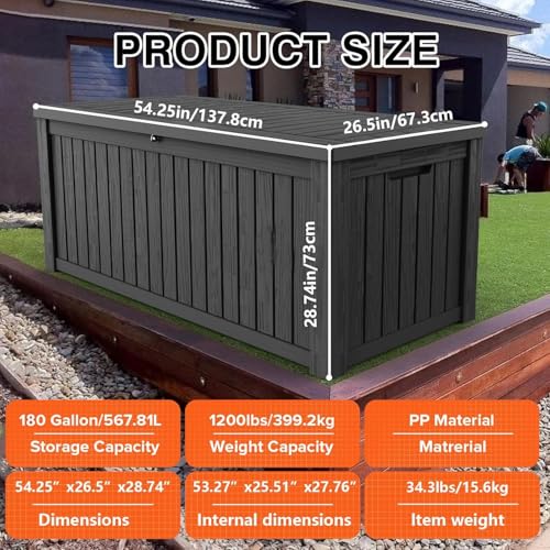 Outdoor Storage Box Waterproof Large (Black / 180 Gallon)