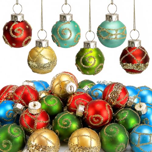 48 Pcs Christmas Mini Glass Ball Ornaments (B Style / 48 Pcs)