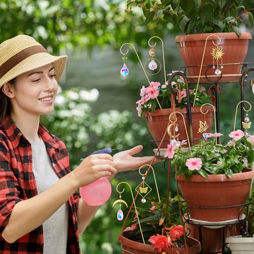 6PCS Small Trellis with Crystal Sun Catchers for Mini Potted Plants Gifts (6 Count)