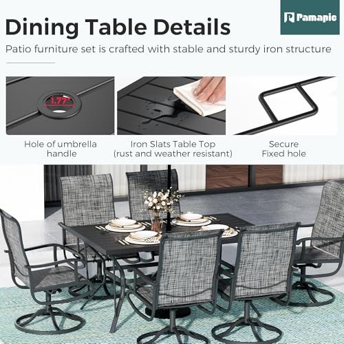 7 Piece Outdoor Dining Set (Charcoal / 7-Piece(59"))