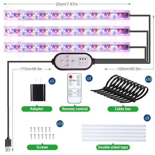 7.8'' 3 Head LED Grow Light Strips (Red+Blue+Yellow / 7.8Inch 3 Head 1 Pack)