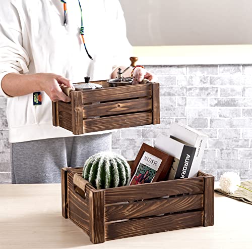 Set of 3 Rustic Wood Nesting Crates (3 Count)