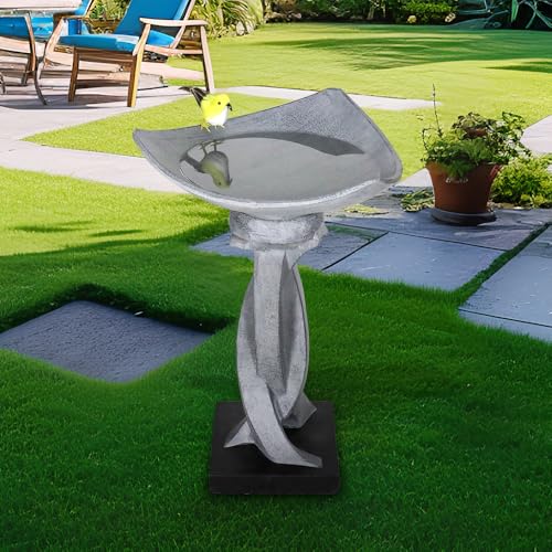 22.8”Tall Bird Baths for Garden (22.8in. H / Modern-gray)