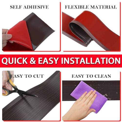Vinyl Wall Base Rubber Baseboard Molding Trim Self Adhesive 4" Wide