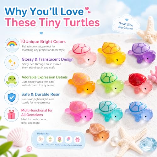 50 Pcs Luminous Small Resin Turtles Mini Sea Turtle Animal Figures (Small)
