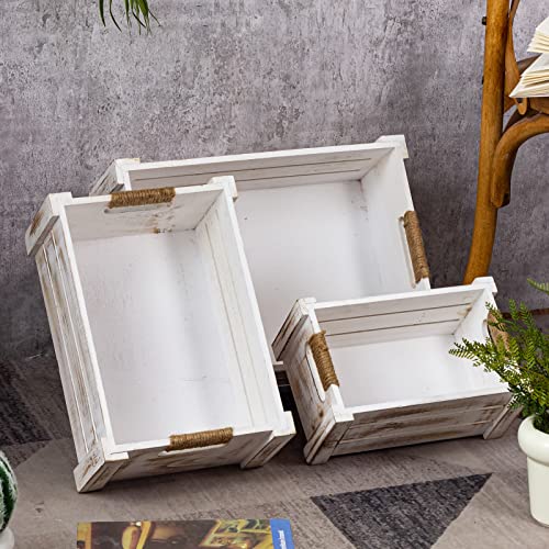 Set of 3 Rustic Wood Nesting Crates (3 Count)