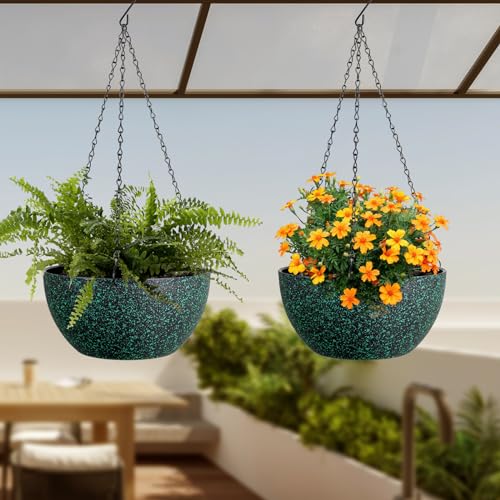 12 inch Large Hanging Planters for Indoor Outdoor Plants (2 Count)