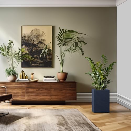 Large Tall Square Charcoal Concrete Planter 19" H (Charcoal / 18.5" H)