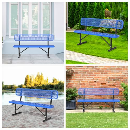 6 Feet Heavy Duty Metal Park Bench for Outside