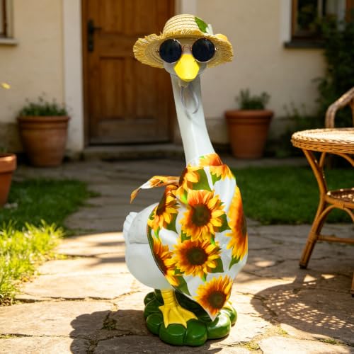 Porch Goose Statues Garden Decor (sunflower bandana goose)