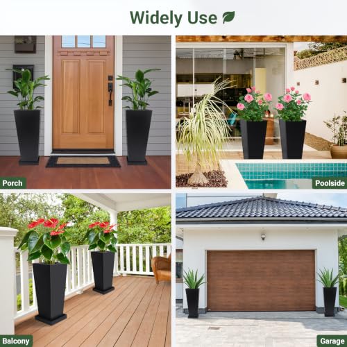 24" Metal Tall Outdoor Planters Set of 2 (24" H)