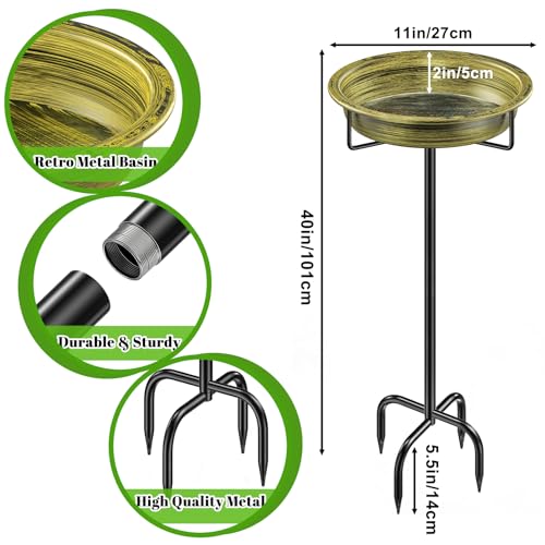 Bird Baths for Outside (Retro Gold)