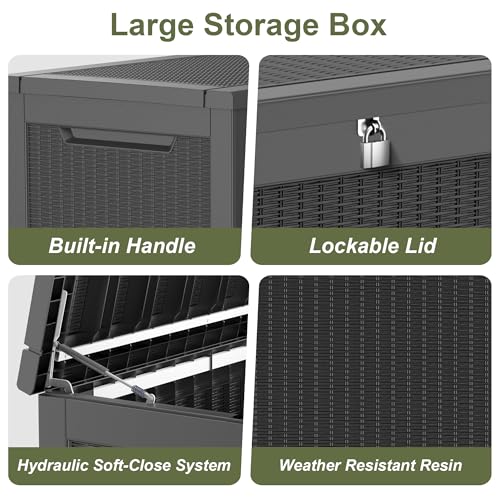 325 Gallon Outdoor Storage Box Waterproof (Black / 325 Gallon)