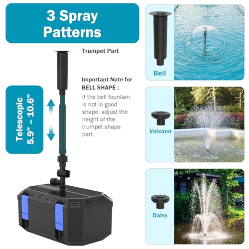 All-in-One 550GPH Pond Fountain Kit for Outdoor Ponds 350-500 Gal