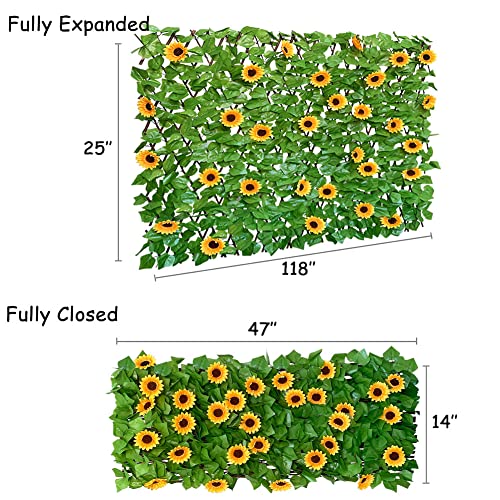 Expandable Fence Privacy Screen for Balcony Patio Outdoor (Sunflowers)