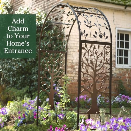 Arch Metal Outdoor Garden Arbor (Black Tree of Life)