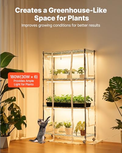Indoor Greenhouse with Grow Light (Black，4-Tier，Greenhouse with Mechanical Timer / 4-Tier)