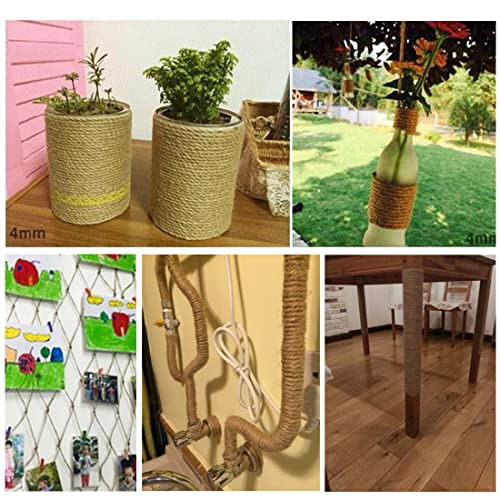 PerkHomy 4mm Jute Rope 120 Feet Twisted Heavy Duty and Thick Twine Rope for Cat Scratcher Scratching Post Tree Craft Projects Gardening Home Decoration Packing Bundling (120 Foot)
