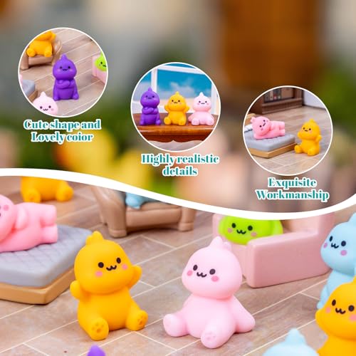 30 Pcs Mini Resin Dinosaur 6 Variety Tiny Animals Colorful Figures Miniature Little Small Figurines Bulk for Micro Fairy Garden Landscape Accessories Hide Crafts Decor (Dinosaur-30p)