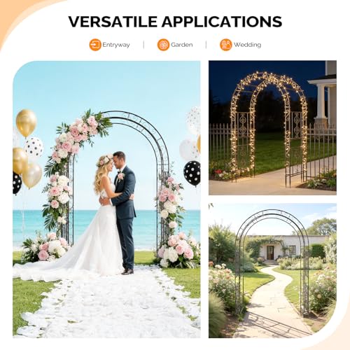 Garden Arbor Double Layer Arch Archway for Wedding Ceremony Party (Bronze / 7 FT)