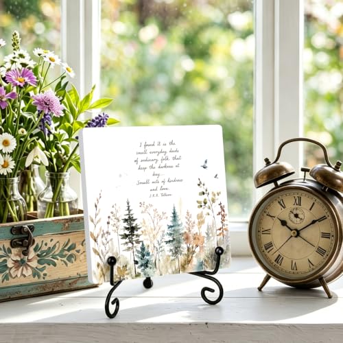 Motivational Quote for Home Office Book Shelf Table Decor 6.3x6.3 Inch 14 (Multicolor 1738 / Wooden sign with iron frame（6.3 x 6.3 inches）)
