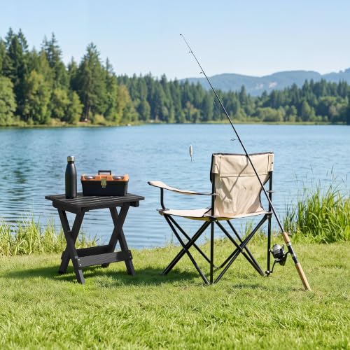 16.5 Inch Outdoor Folding Side Table (Black / 16.5 IN)