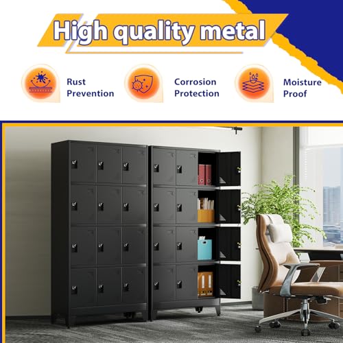 Metal Storage Lockers for Employees with Lock (Black / 12 door-71"-A)