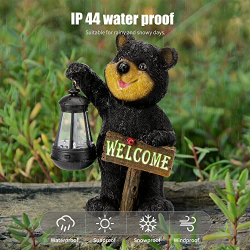 Garden Bear Statue with Solar LED Lantern (Bear)
