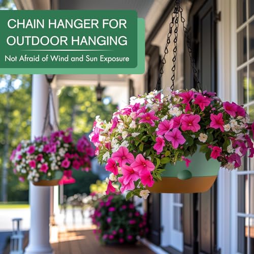 8/10/12 Inch Self Watering Hanging Planters for Outdoor/Indoor (Green / 8/10/12inch)