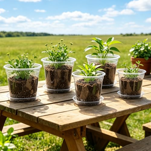4/5/6/7 Inch 20 Pack Clear Plastic Nursery Pots with Drainage and Saucer (4/5/6/7inch 20pack)